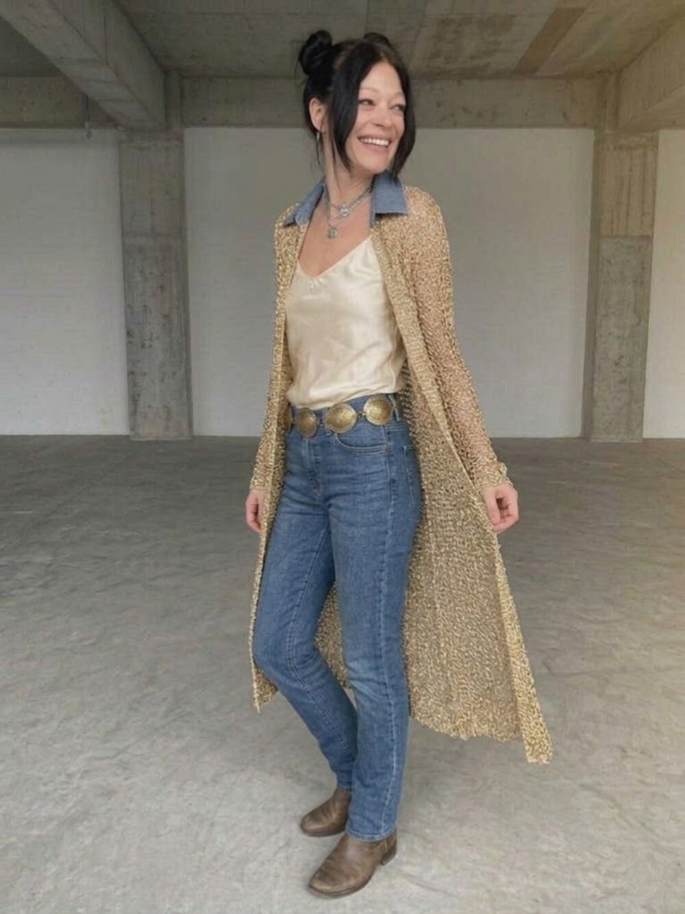 Beige Blue Jeans Knit Cardigan - Picture 3 of 3
